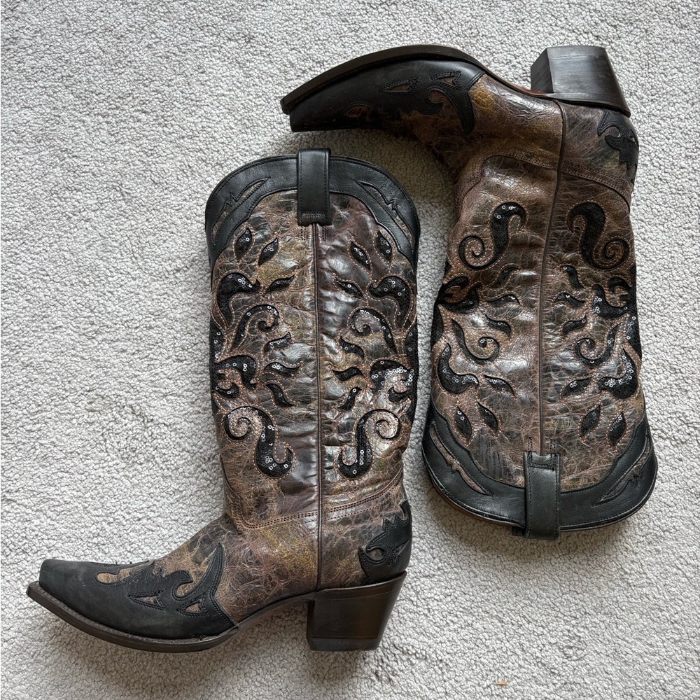 Corral Brown Leather Western Boots 9 1/2 - Picture 3 of 8
